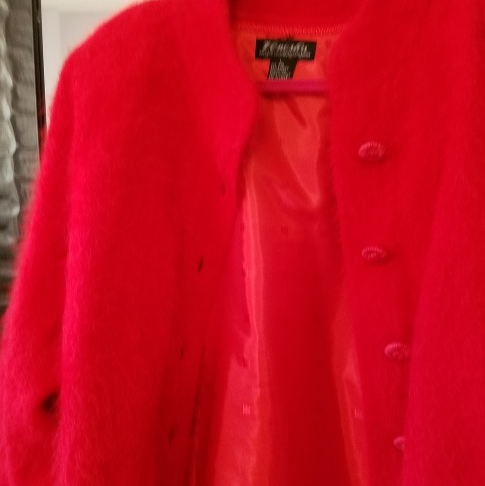 Red Angora Cardigan